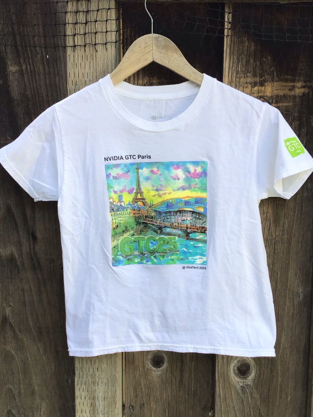 Nvidia GTC Paris 2025 Graphic T Shirt Youth Small White Eiffel Tower